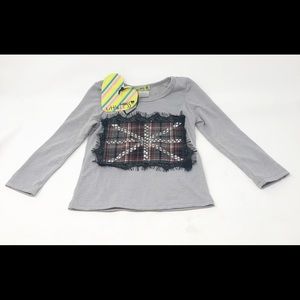 NEW LITTLE MASS Unisex Gray Flag Rock Tee-Size 4